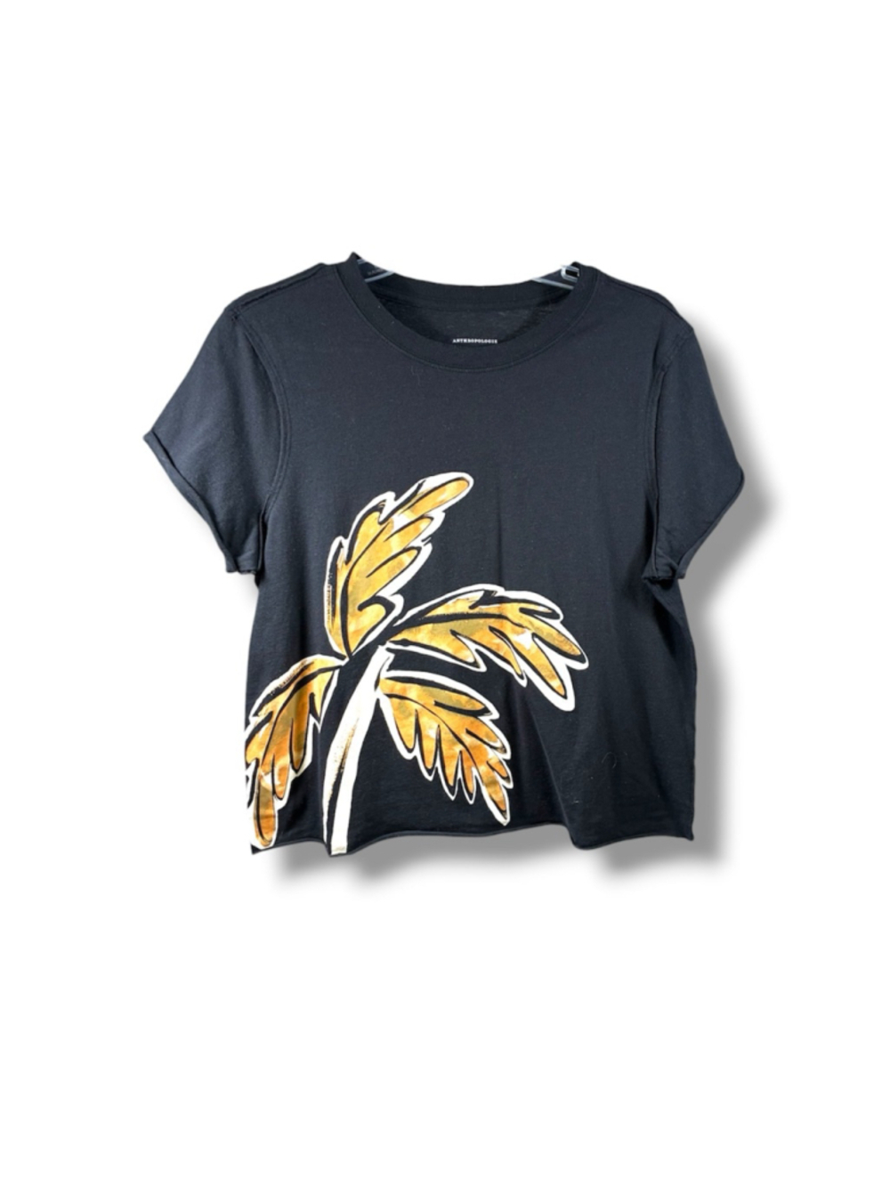 Anthropologie NWOT Lou Lou Avenue Graphic Palm Tree Short Sleeve Tee in Black S